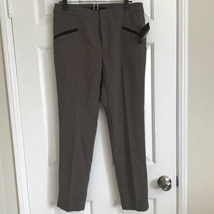 Zara houndstooth ankle pants with navy trim